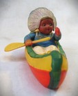 Vintage Celluloid Indian In Canoe  Made In Japan
