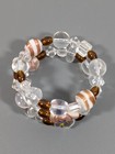 Boho Beaded Bracelet Brown Clear Glass Lampwork Memory Wire Wrap 6 5 In