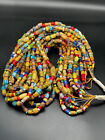 Lot Of 5 Vintage Venetian Trade Beads Old African Multi Glass Chevron Beads