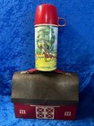 Vintage 1958 Red Barn Metal Lunch Box With Thermos