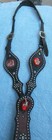 Old Antique 3 Red Rosettes Studded Horse Parade Martingale