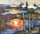 Vintage 1960s Abstract Landscape Oil Painting Modern Art Mcm Mid Century Signed