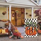  Fall Monogram Letter Garden Flag Polka Dot Pumpkin Garden Size-12 X 18  B