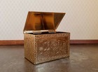 Dollhouse Fireplace Coal Or Log Box Gold Brass Metal Trunk 1 12 Scale Miniature