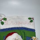 Vintage Bucilla Finished Beads Train Santa Felt Christmas Stocking Completed