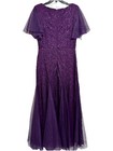Women   s Mermaid Gown Large Purple Sequin Lace Flutter Sleeve Formal Miusol Nwt