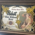 Vintage Pabst Blue Ribbon Beer Advertising Framed Mirror Sign Bar Woman 80   s