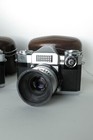 Vintage Lot Of 2 Zeiss Ikon Contaflex Super 35mm Slrs W  Tessar 50mm F2 8   Case