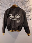 Vintage 1980s Black Coca Cola Coke Snap Front Satin Bomber Jacket Xl
