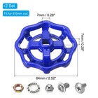 2pcs Outside Faucet Handle Square Stem Hole 7x7mm Cast Steel Wheel Handle Blue