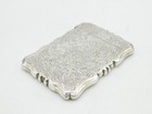 Victorian Sterling Silver Floral Pattern Card Case Antique 1856 Birmingham