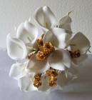 Ivory Gold Calla Lily Bridal Wedding Bouquet Accessories