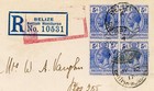 British Honduras Sg 104 block Of 4 -belize-jy 10 17-registered label -to Usa-bac