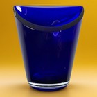 Cobalt Blue Vase Art Glass 8    Clear Glass Bottom Center Bubble Wedge Top Vintage