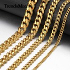 16 -36  3 5 7 9 11mm Gold Plated Stainless Steel Curb Cuban Mens Necklace Chain