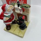 Vintage 2002 Coca-cola Christmas Salt And Pepper Shaker Set With Fire Place 
