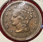 1854   united States     large   1 Cent  braided Hair  Ungraded Coin   Nice 