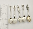 Lot Of  5  Reed   Barton Harlequin Sterling Silver Floral Demitasse Spoons - 52g