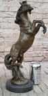 Rearing Horse Man Handler Equestrian Artwork Bronze Marble Statue Sculpture Art