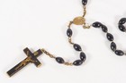 Antique Rosary France Black Ebony Wood Crucifix   Beads Catholic Prayer Rosary
