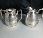 Simpson Hall Miller   Co Sugar Bowl  Milk  Creamer Quadruple Silver Plate