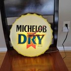 Michelob Dry Beer Lighted Clock Electric Bottle Cap Design Vintage