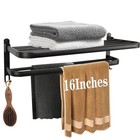 Towel Rack For Bathroom  Bath Towel Holder With Double Towel 16 In Matte Black