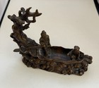 Rare Antique 18th 19th Century Chinese Bronze Sculpture Boat W Two Figures