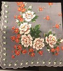 Vintage Floral Ladies Hankie 13 5 X 13 5 Roses Scalloped Edges