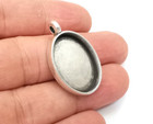 Pendant Blank Resin Bezel Silver Plated Epoxy Dry Flower Frame 25x18mm G28126