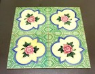 Rare Vintage 4 Pcs Flower Design Manjolica M s Tile Works Made Japan Tiles  