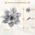 30 Pcs Poinsettia Artificial Christmas Flowers Silver With Clips Stems Xmas T   