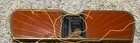 Vintage 1939 New York Worlds Fair Orange And Blue Metal Comb Holder No Comb Asis