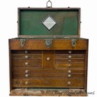 Antique Quarter Sawn Tiger Oak Machinist Box  11 Drawer Gerstner Original 20  