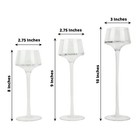 3 Clear Long Stem Crystal Glass Candle Holders Vases Centerpieces Party Events
