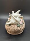 Vtg 1987 Lefton Porcelain Basket W doves - Taiwan - Shipping Included