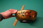 Vintage Russian Khokhloma Wooden Bowl - Hand Painted Folk Art - Lacquerware