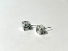 White Black Marble Pattern Cube Stud Earrings Pair