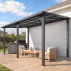 Galvanized Steel Hardtop Lean To Gazebo Wall Mounted Patio Pergola Awning