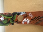 Hand-painted Wooden Bird And Flower Souvenir  South American  12 Inch