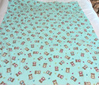 Vintage Flocked Cotton Fabric Teddy Bears On Blue 45  Wide X 1   Yards