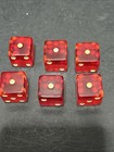 Vintage Cherry Red Dice Set Of 6 Translucent 5 8   Bakelite Tested