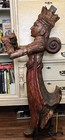 Antique 19thc Indian Gilt Wood Temple Chariot Bracket Statue Celestial Musician