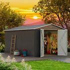10 X 12 Ft Metal Storage Shed With Lockable Door For Patio  Backyard  Garden