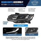 Left Halogen Headlight For 2016-2021 Honda Civic black Trim