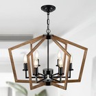 Modern Chandeliers For Dining Room  23 6  Cage Farmhouse 23 6    6 Lights    Wood