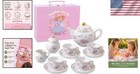 White Floral Kids Tea Set For Girls - Child-size Porcelain Tea Party Toy