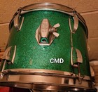 Vintage Ludwig Orig Classic Maple 12  Tom Drum 3 Ply Green Sparkle 1970s Chicago
