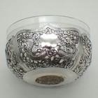 Chinese Export Dragon Bowl 900 Silver Glass Liner Sing Fat Canton