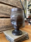 Vintage   Antique African Kuba Cup Wood Carved Palm Wine Drc Ceremonial Signed 